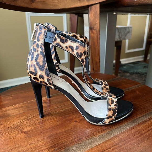 Katherine Kelly Blake T-Strap Natural Leopard Calf Hair Stiletto Heels - Picture 4 of 15